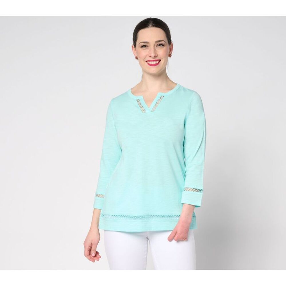 Gloria Vanderbilt Women's Top Plus Sz 3X Belle Beach by Kim Gravel Blue A683745